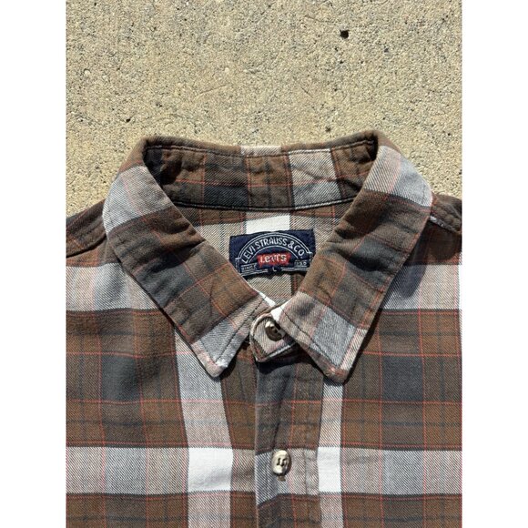 Levi Vintage White Tab Plaid Flannel Long Sleeve Large - Picture 5 of 7